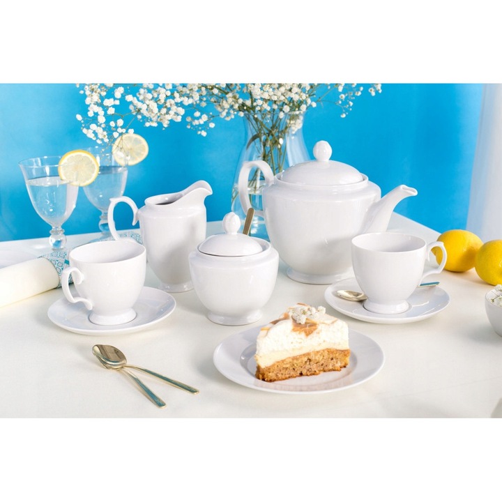 Set de ceai si cafea 39 piese, MariaPaula, portelan alb, pentru 12 persoane