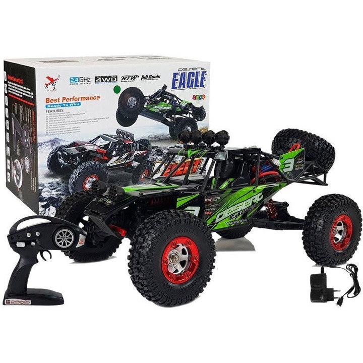 RC autó LEAN Toys FY-03 1:12 4x4 terepjáró, zöld-fekete, 39x23x17cm, sebesség 30 km/h