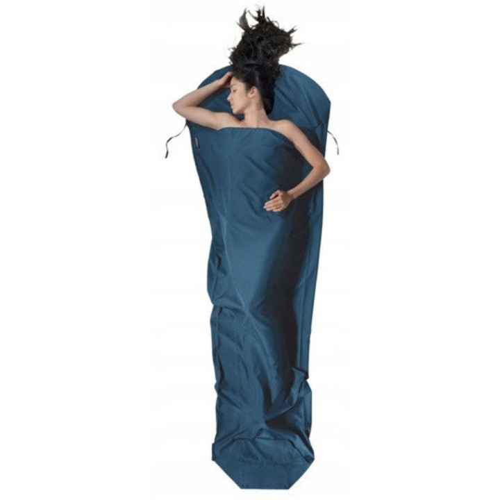 Captuseala de sac de dormit Cocoon Lyocell MummyLiner, 241x90/56cm, efect de racire, antibacterian, albastru mystic