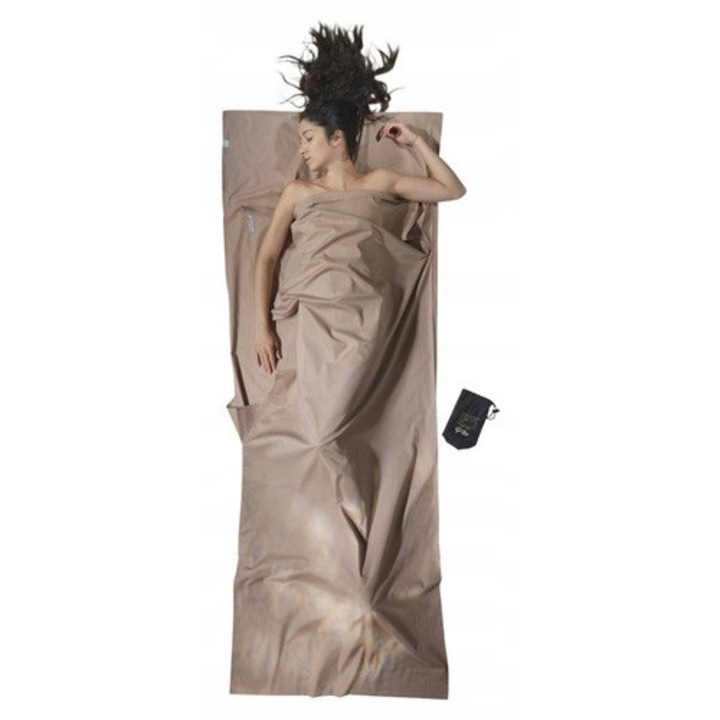 Captuseala din bumbac organic Cocoon TravelSheet, usor si spatios, deschidere laterala, 220x90cm