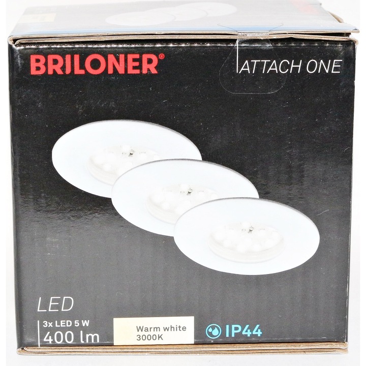 Spoturi LED Briloner, 5W, alb, set 3 bucati, 400 lumeni, IP44