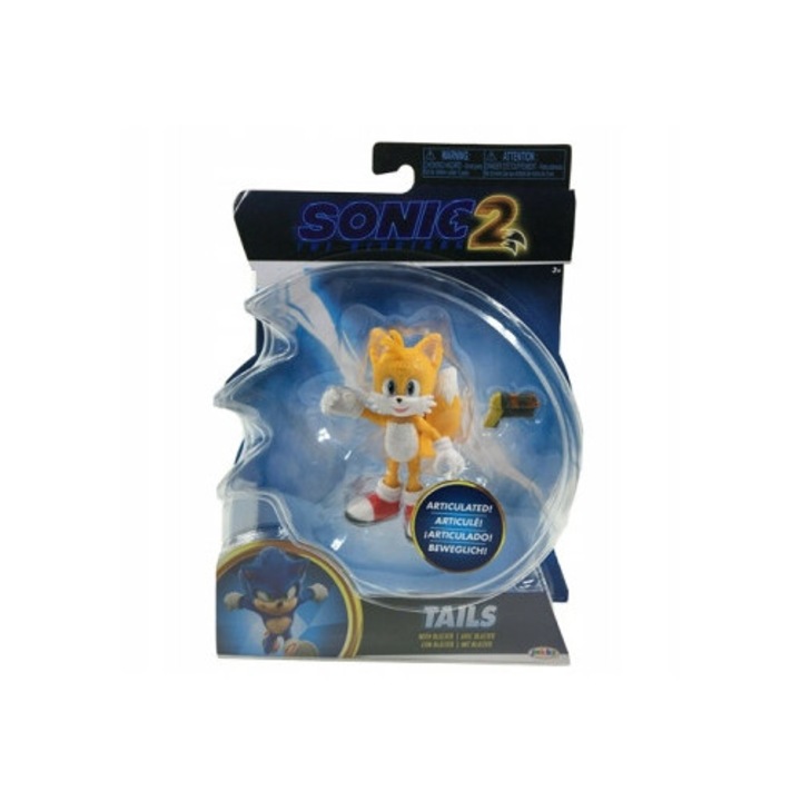 Figurina Sonic The Hedgehog 2, Tails, 10cm, cu accesorii, pentru copii peste 3 ani
