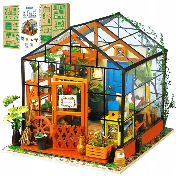 Puzzle 3D, Cathy's Flower House, 231 piese, 195x175x175mm, multicolor