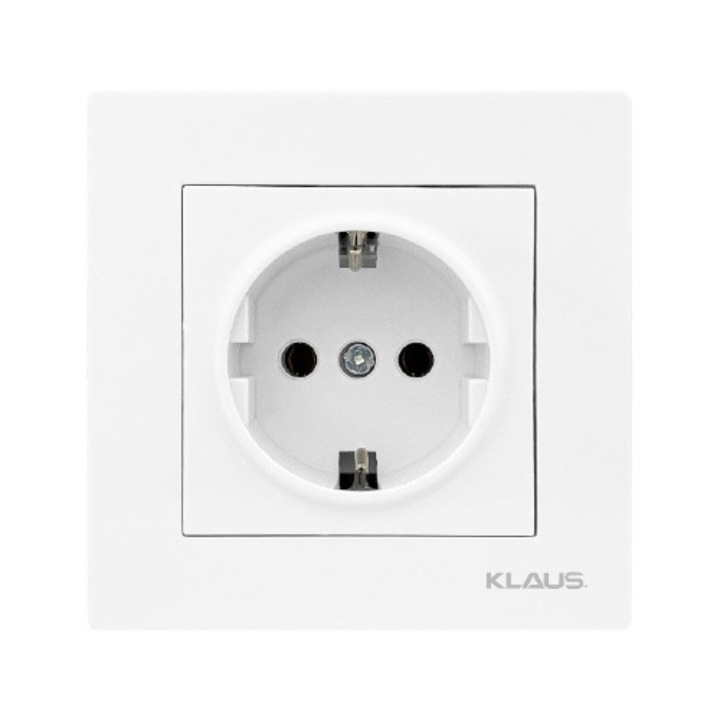 10 Bucati, Priza Simpla Alba Cu Protectie Pentru Copii, Klaus KE01107C (10/120)