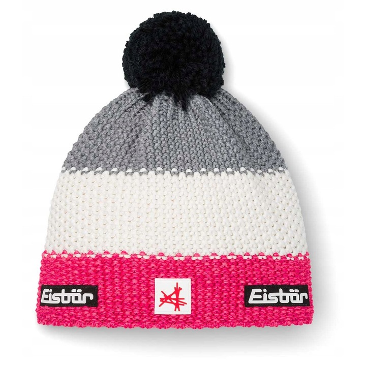 Caciula copii Eisbar Star Pompon, roz heather, alb, gri heather