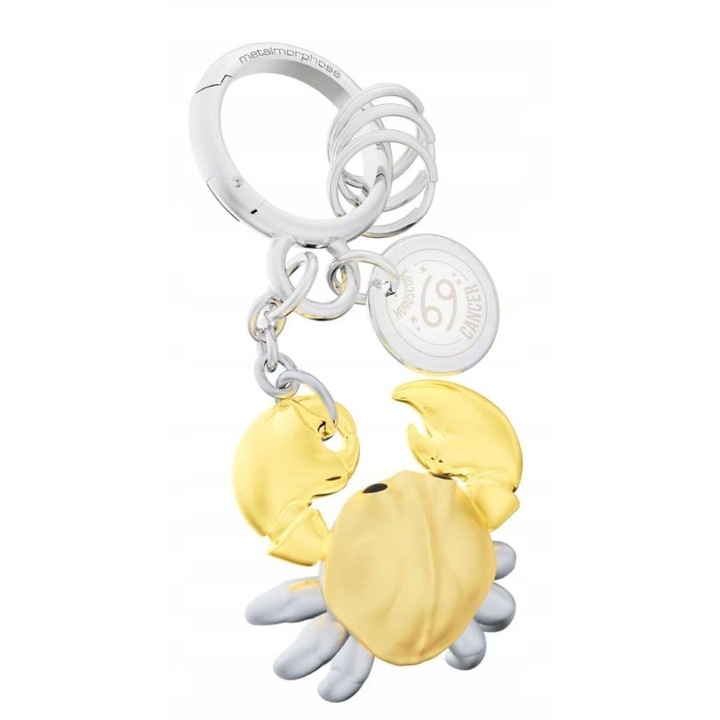 Metalmorphose 3D unisex kulcstartó, Rák csillagjegy, rozsdamentes acél, 3,5cm, újrahasznosítható szett