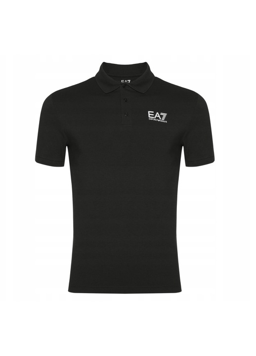 Tricou polo barbati Emporio Armani Train Visibility, negru, bumbac-elastan, slim fit