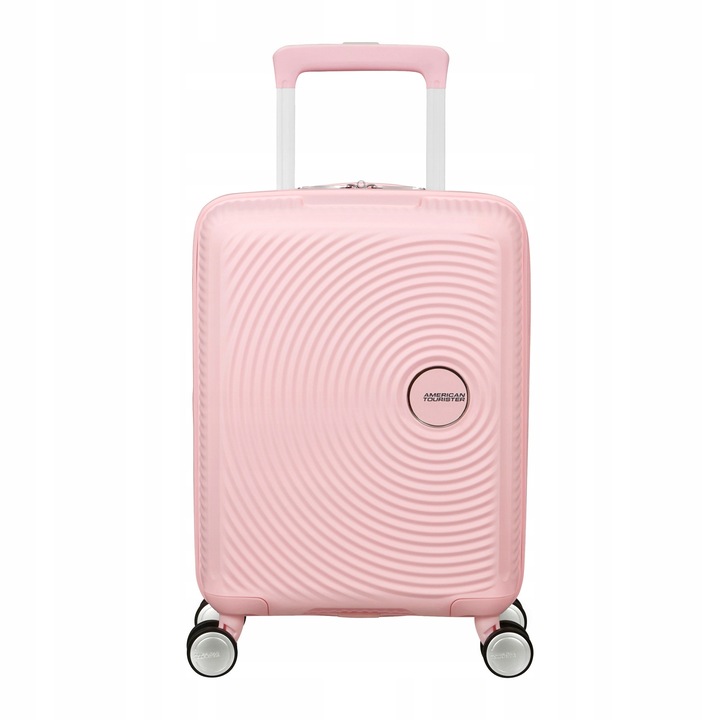 Troler copii American Tourister Soundbox Mini, roz pastel, 2 compartimente, 4 roti