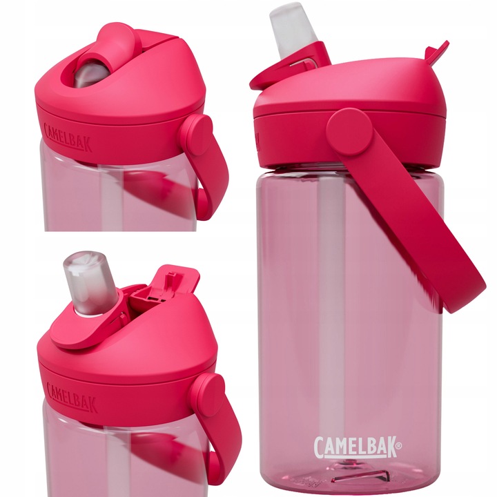 Butelca apa CamelBak Thrive Flip Straw Kids 400ml, rosie, material Tritan Renew, sistem Flip, Bite, Sip