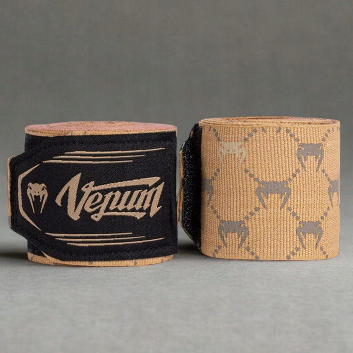 Owijka bokserska Venum Monogram, 4m, elastica, negru-alb, set de 2 bucati
