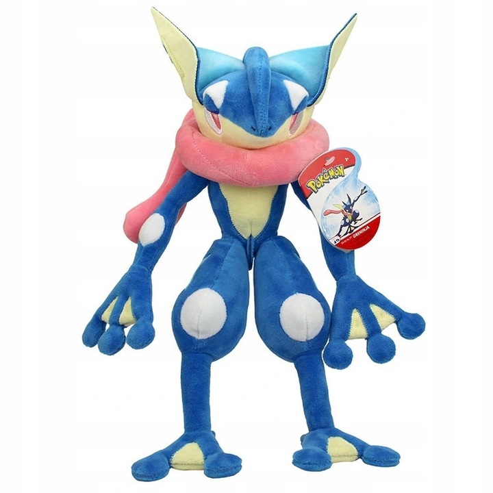 Jucarie de plus Pokemon, Greninja, 30 cm, albastru cu alb, pentru copii peste 2 ani