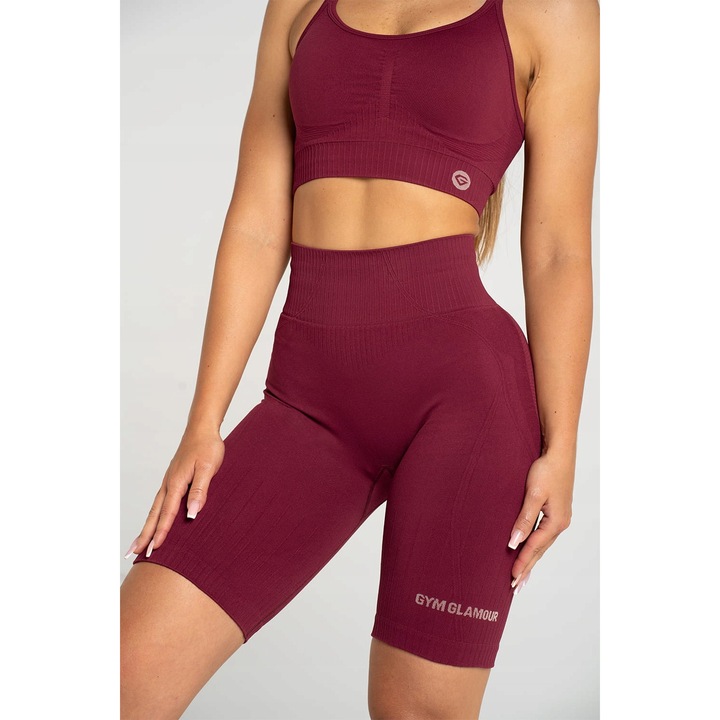 Pantaloni sport dama, Gym Glamour, Push Up 2.0, rosu, pentru antrenament, XS INTL