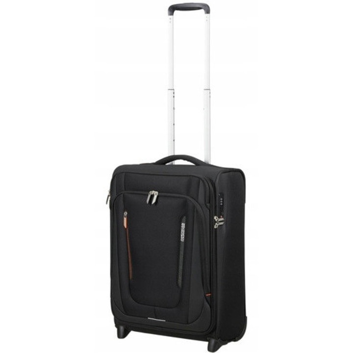 American Tourister Wanderlite Upright S gurulós bőrönd, fekete, méretei 55x40x20cm