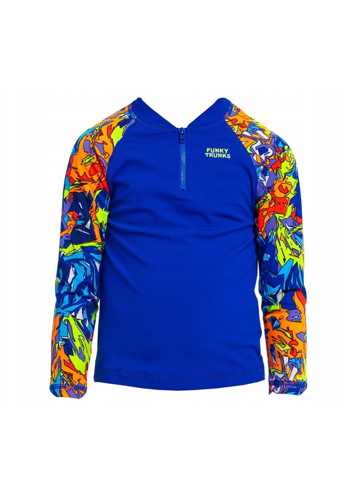 Детска блуза за плуване Funky Trunks Zippy Rash Vest, синя, рециклиран полиестер
