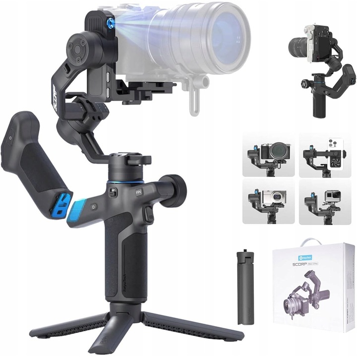 FeiyuTech Scorp Mini 3 Pro képstabilizátor, 2 kg, moduláris kialakítás, AI követés, fekete