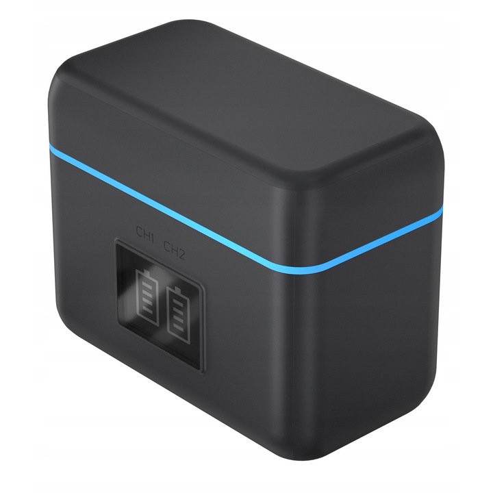 Incarcator dual Newell STD-USB pentru acumulatori CINSBBMA Insta360 X4, 2 sloturi, compact, 76x43x62mm