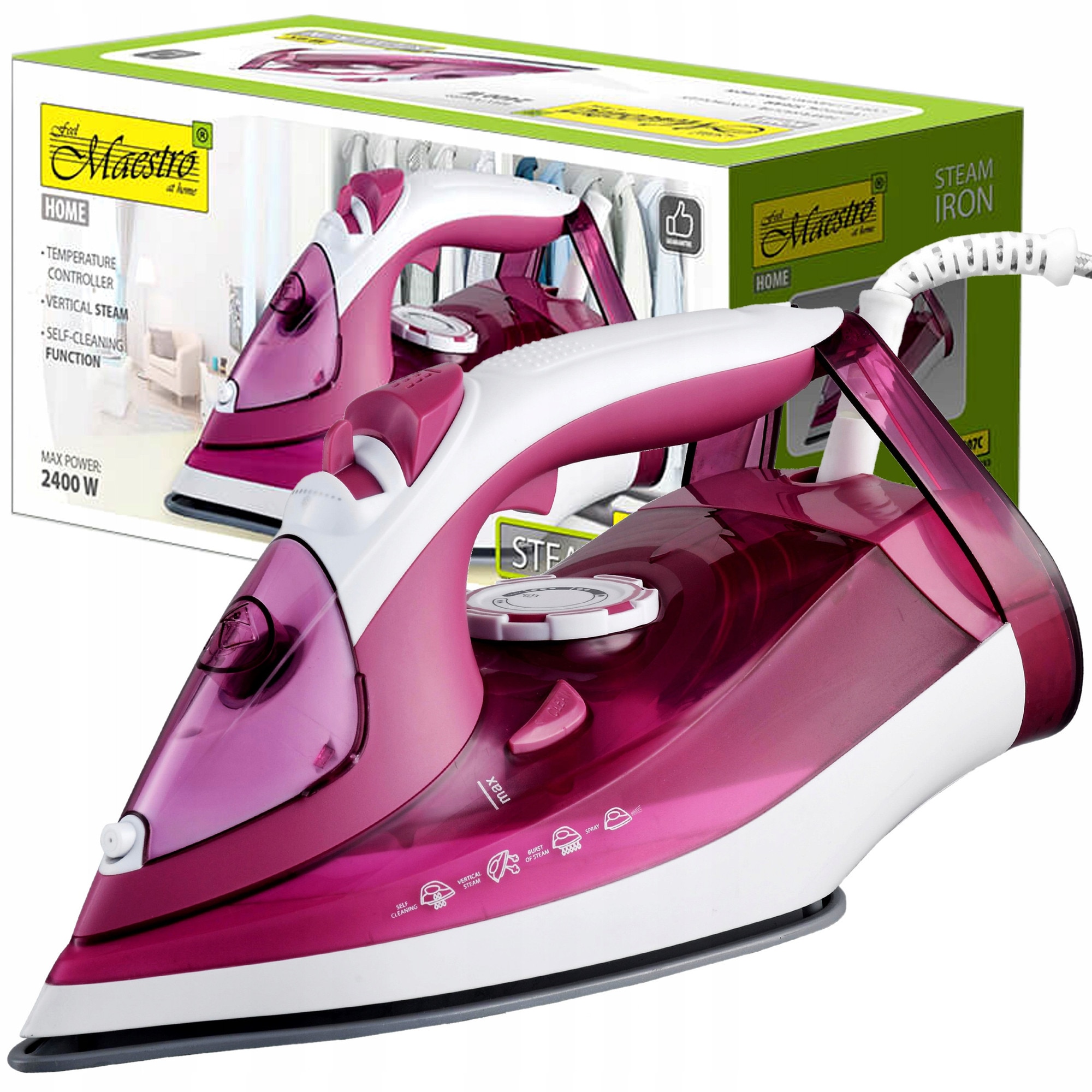 Fier de calcat cu abur Maestro MR-307C, 2400W, ceramica, 30x12,2x14,5cm