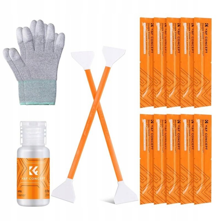 Set de curatare pentru matrice Full Frame, K&F Concept, 10 spatule, solutie 20ml, manusi antistatice