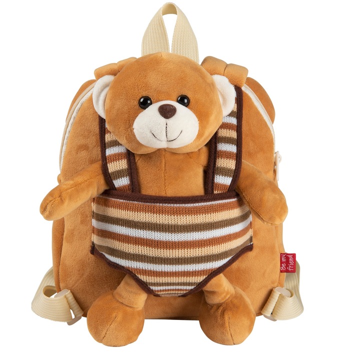 Ghiozdan cu mascote, Perletti Toys, 22x25x3cm, plusat, pentru copii