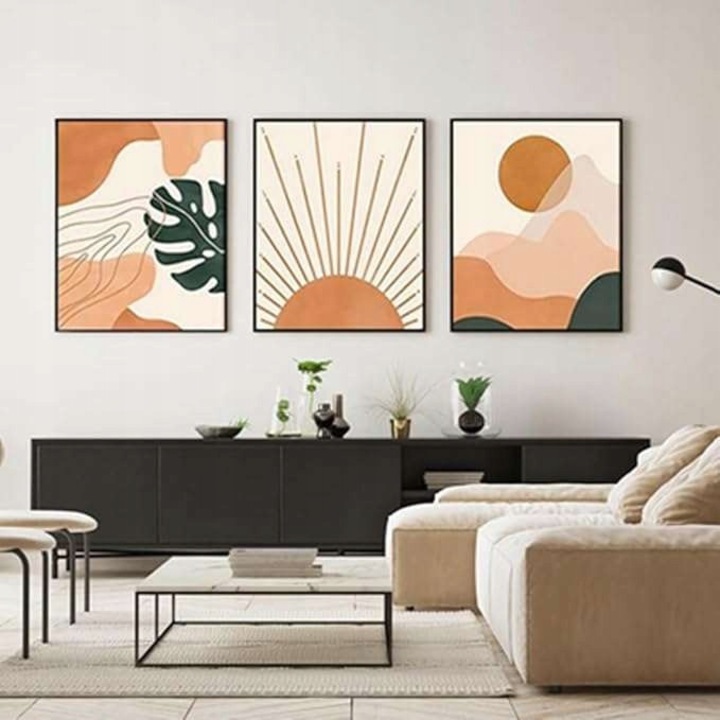 Tablou boho cu plante, 60x90cm, set de 3 piese