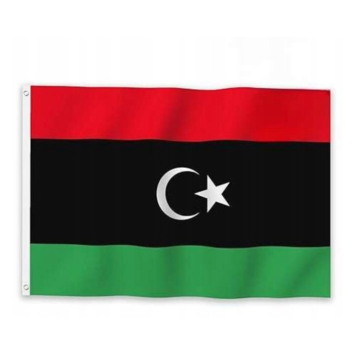 Flaga nationala a Libiei, CE, 150x250cm, poliester, cu 2 prinderi metalice