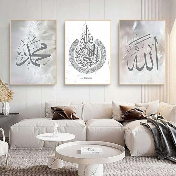 Set tablouri 60x90cm cu semne islamice, fara rama, 3 bucati