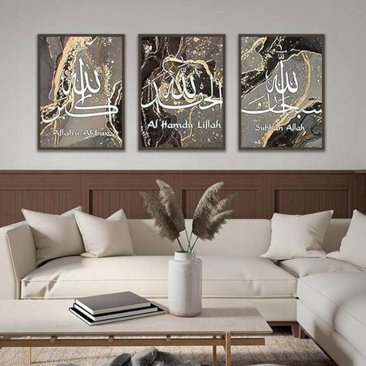 Tablouri set 3 bucati, motiv marmur, stil islamic, 50x70cm