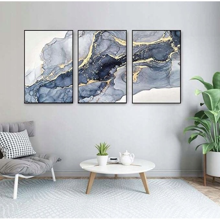 Tablouri set 3 piese, motiv marmur, stil islamic, 50x70cm