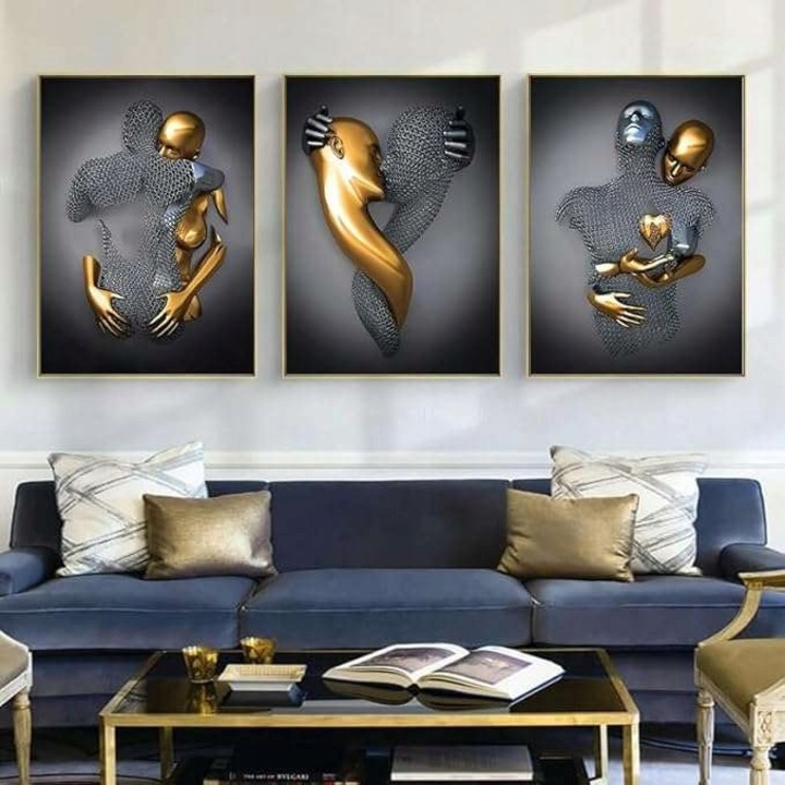 Tablou decorativ, stil 3, 60x90cm, auriu si negru