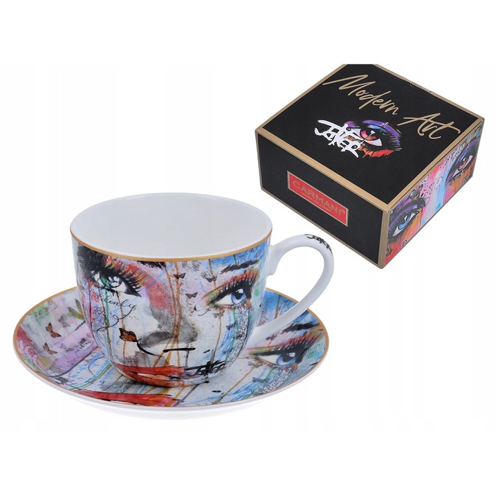 Cana cu farfurie set 450 ml Loui Jover WILD, multicolor, 10,5x17,8cm