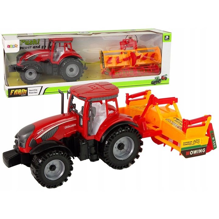 Tractor cu Cultivator, LEANToys, rosu