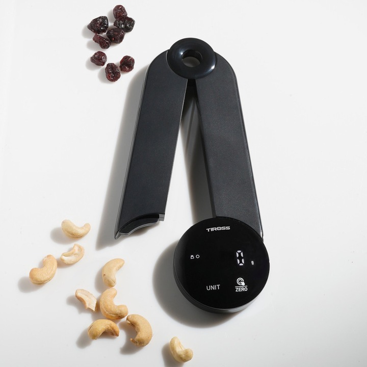 Cantar de bucatarie, Tiross, electronic, 1g-5kg, display LED, cu functie de masurare a volumului, fara bol