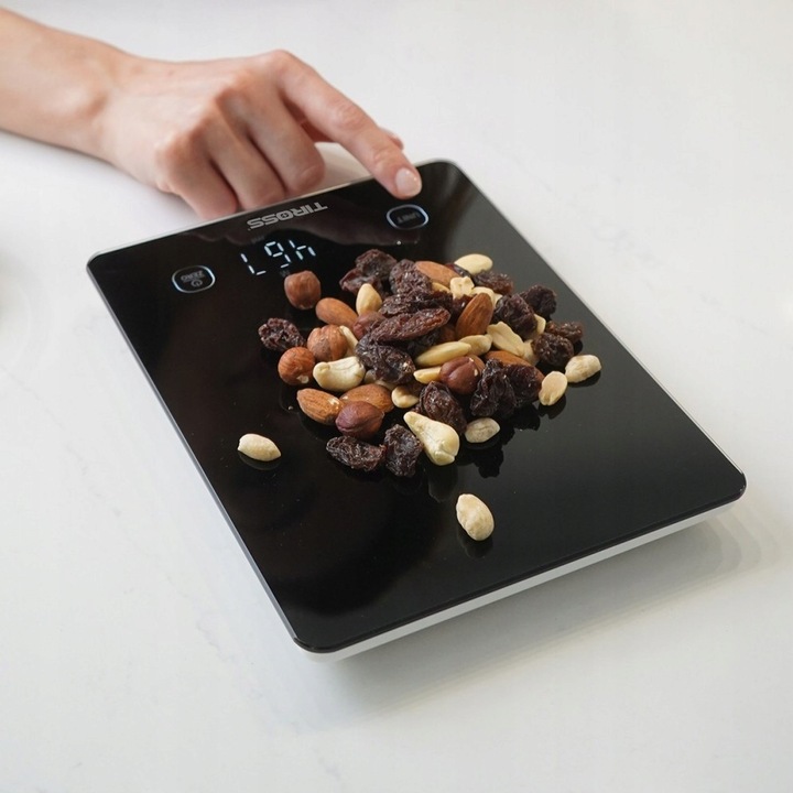 Cantar de bucatarie, Tiross, electronic, sticla, 5kg, 21x16x2cm