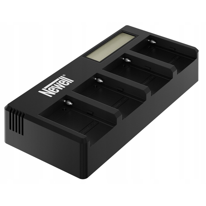 Incarcator cu 4 canale Newell DF-4CH pentru acumulatori NP-F, protectie la supraincalzire, ecran iluminat, negru, 199x95x33mm