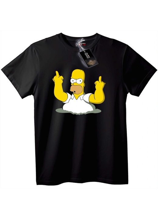 Homer Simpson póló középső ujjal, Fekete