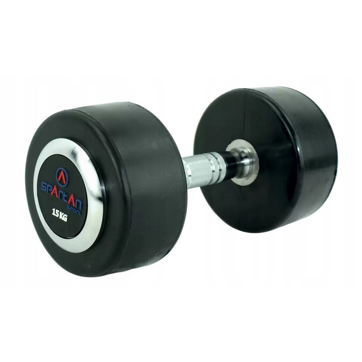 Hanta Ciezarek Spartan 15 kg, metalica, acoperita cu guma, argintie-neagra