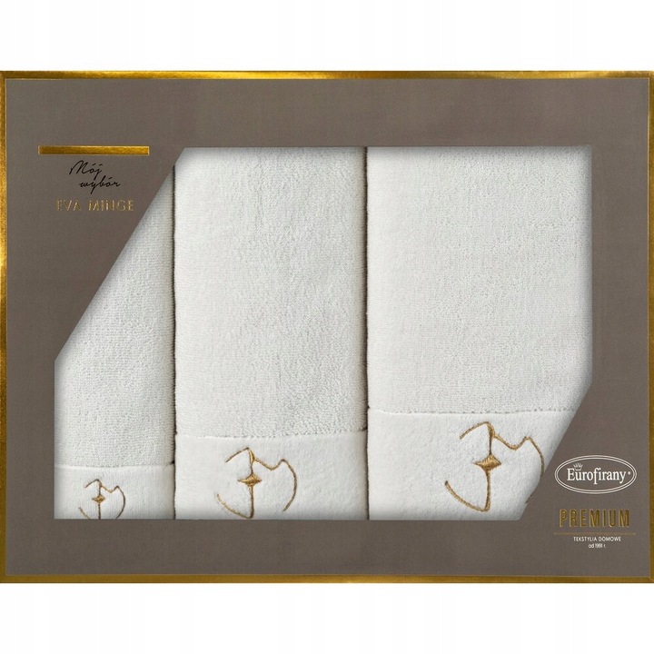 Set 3 prosoape Eurofirany EWY MINGE, 100% bumbac, 550g/m2, crem, dimensiuni: 30x50cm, 50x90cm, 70x140cm