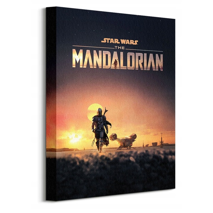 Tablou Star Wars The Mandalorian, 30x40cm, bumbac 300g/m2, cadru din lemn de pin