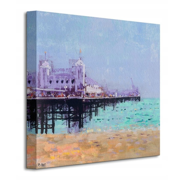 Tablou Brighton Pier, Colin Ruffell, 40x40cm, bumbac 300g/m2, rama din lemn de pin