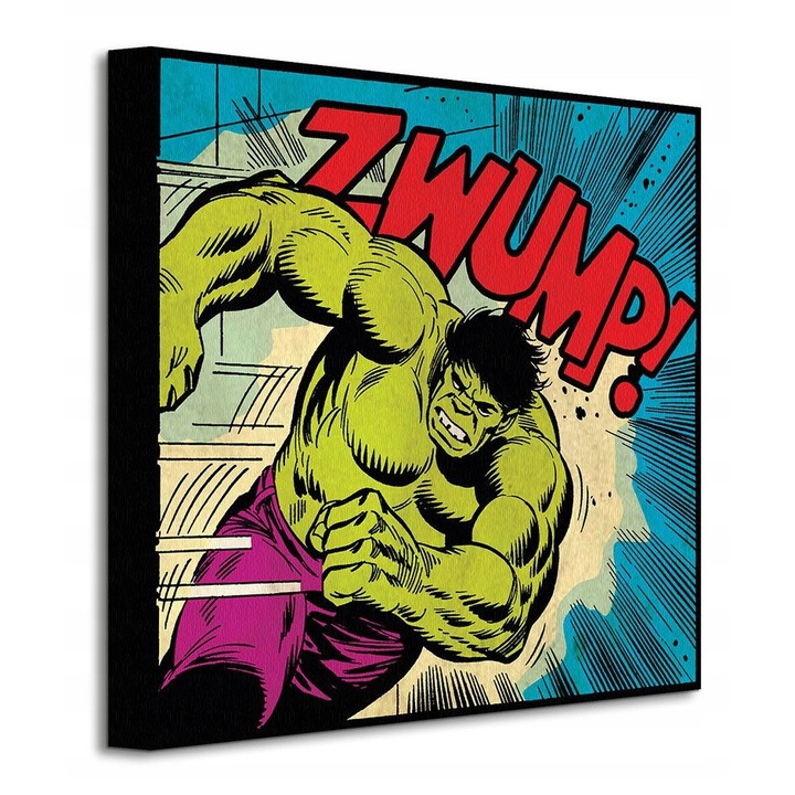 Tablou Hulk, Pyramid International, 40x40 cm, culori durabile, rama din lemn de pin