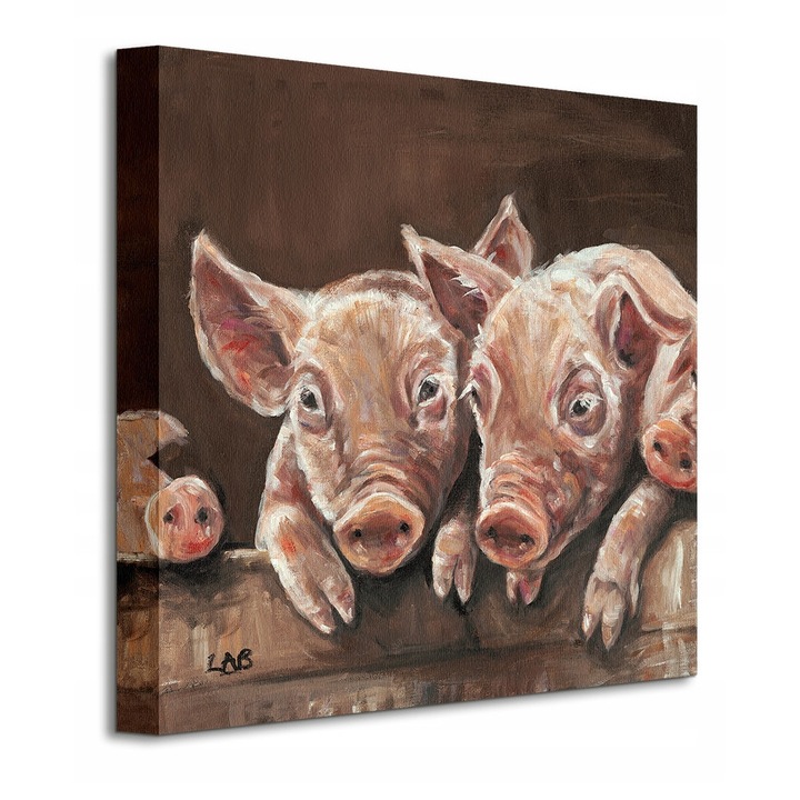 Картина върху платно Oink! - Louise Brown, 40x40 см, рамка от борово дърво