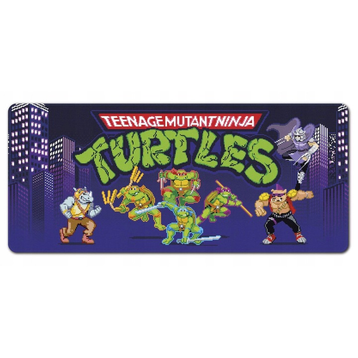 Mousepad Wojownicze Zolwie Ninja, 80x35 cm, antiderapant, pentru gaming