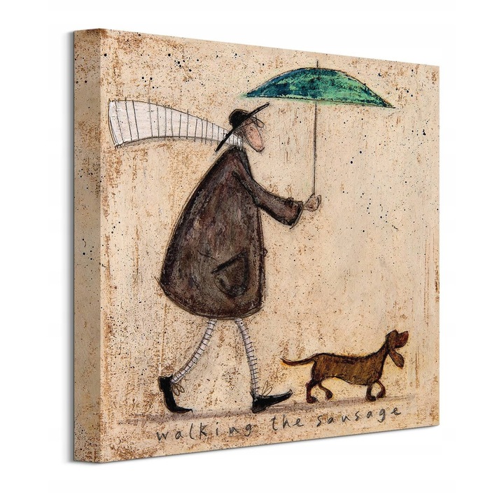 Tablou, Sam Toft, Spacer cu Caine, 40x40cm, culori intense