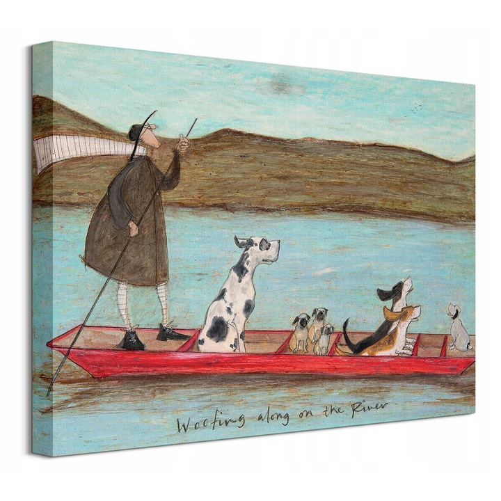 Картина върху платно, Sam Toft, Кучета в лодка, 40x30см, многоцветен