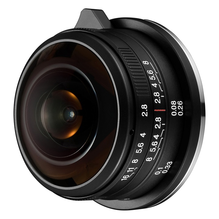 Obiectiv Laowa 4 mm f/2,8 Fisheye, 210° unghi de vedere, manual, negru, pentru Canon RF