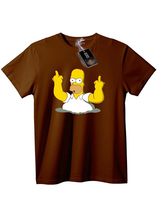 Homer Simpson póló középső ujjal, Barna
