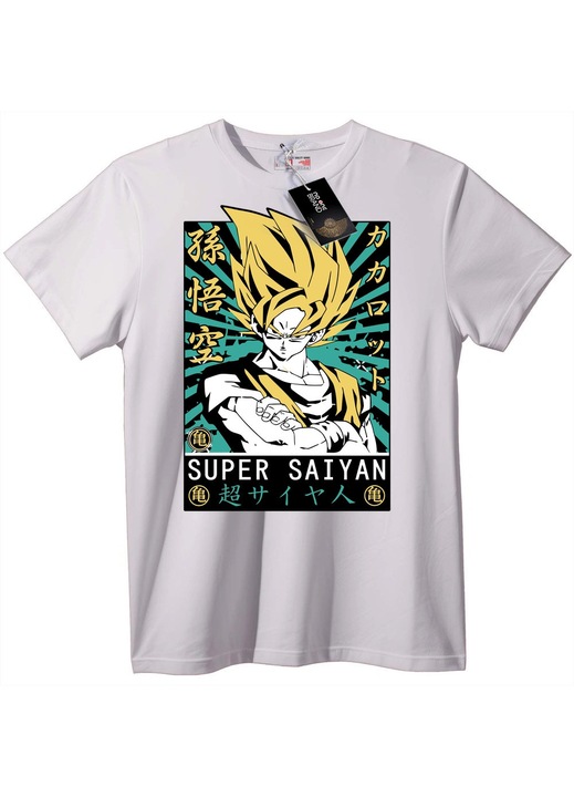 Super Saiyan Goku anime póló, Fehér