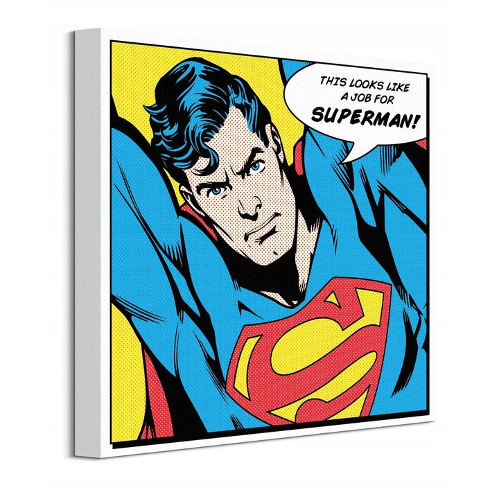 Картина Superman - 40x40 см, памук 300г/м2, рамка от борово дърво