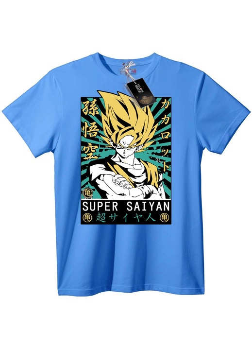 Super Saiyan Goku anime póló, Világoskék