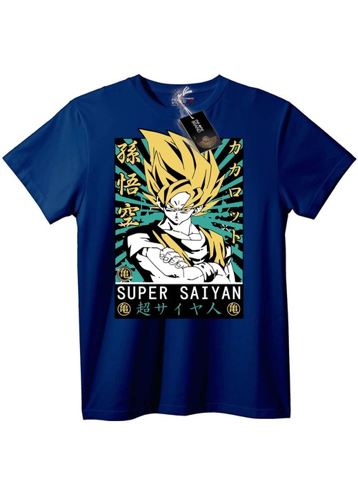 Super Saiyan Goku anime póló, Tengerészkék